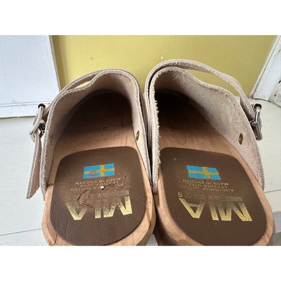 Mia Alma Classic Clogs Wooden Platform Oatmeal Leather sz 36 - Picture 14 of 16